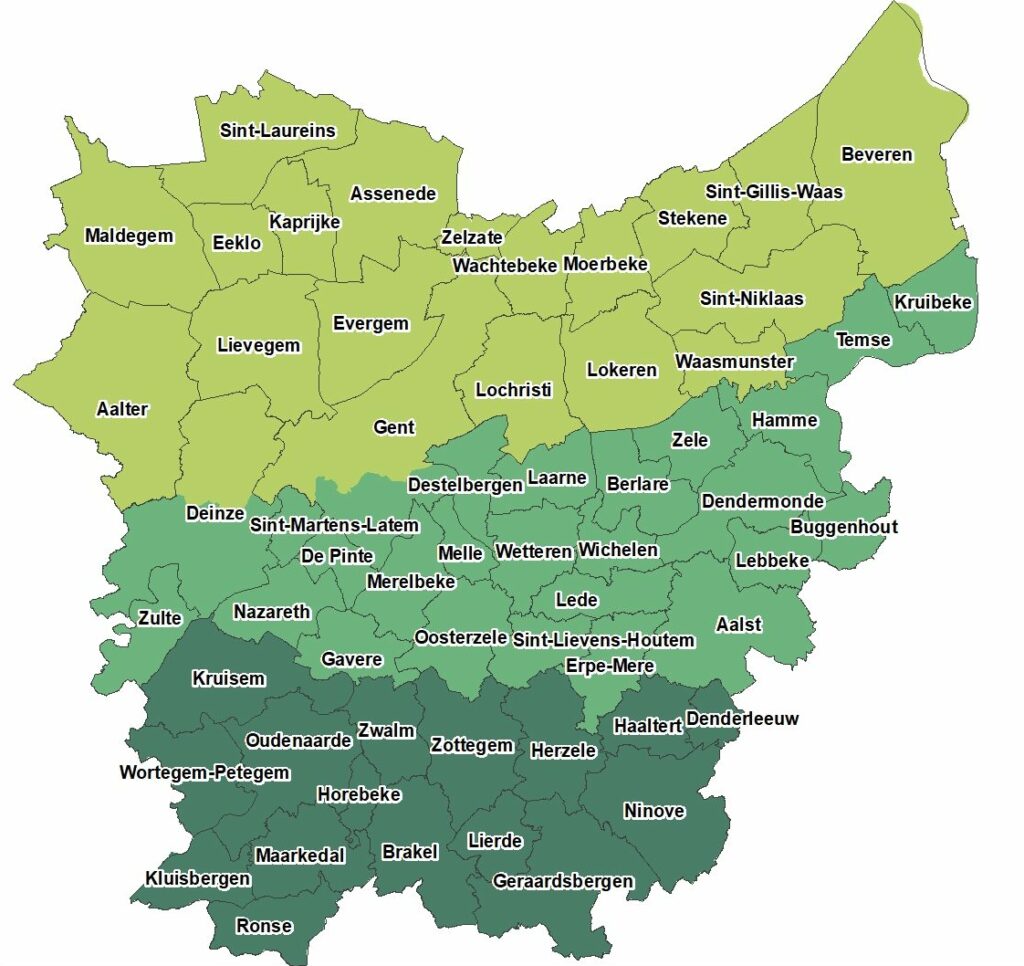 kaart Oost-Vlaanderen